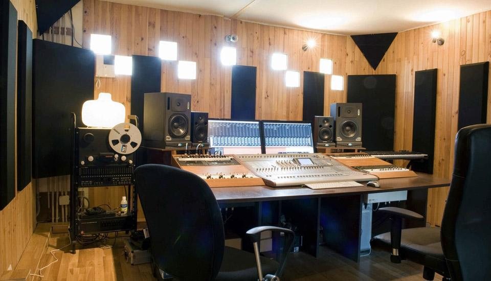 A bass trap installed in a room corner
