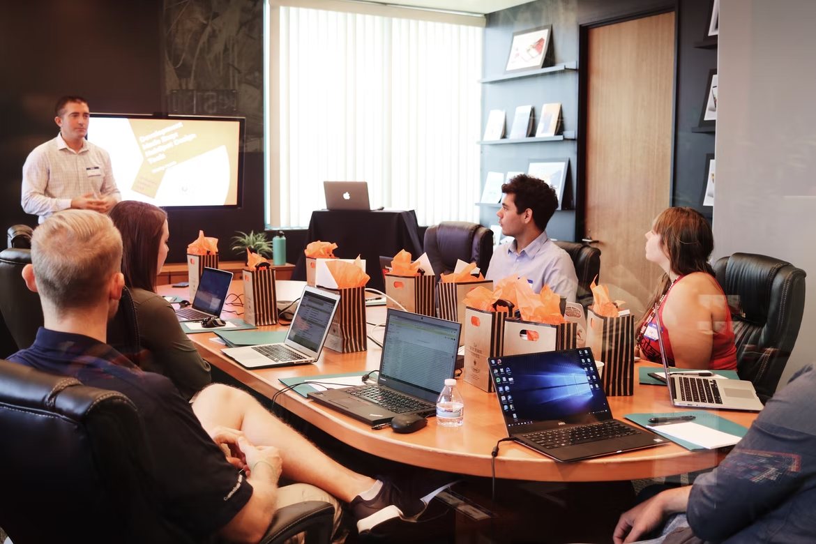 An open-plan office space where employees spend most of their day