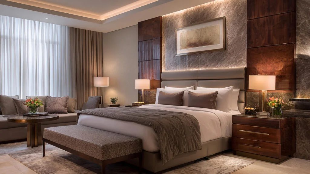 A hotel guestroom with acoustic isolation for a quiet stay