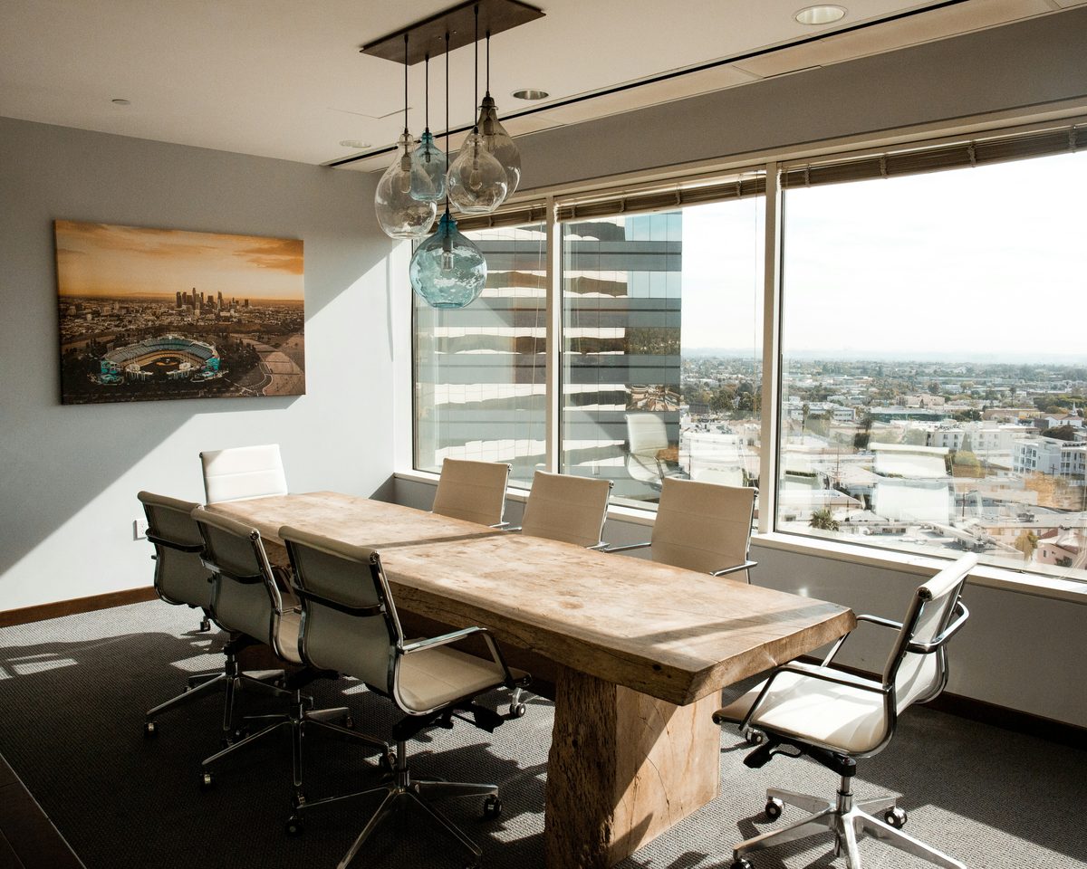 A meeting room with acoustic treatment for clear speech and privacy